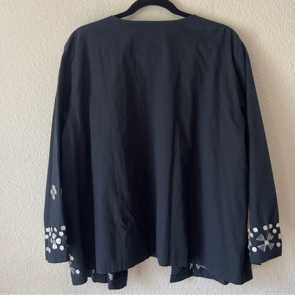 Florissant New York 100% cotton buttons design open jacket blouse Sz 18 - Picture 4 of 10
